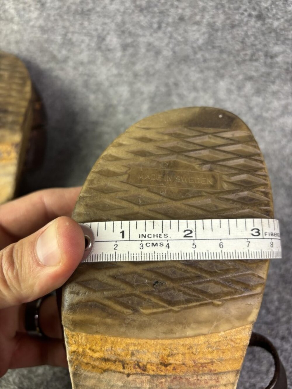 Sandals Womens Size 5.5 EU 36 Brown Leather Wooden Clog Slingback Made Sweden - Picture 10 of 11
